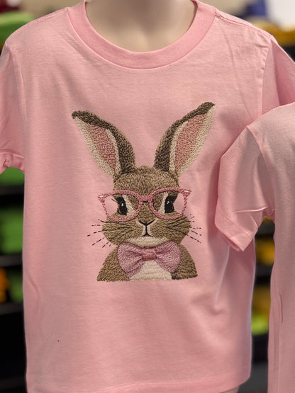 Pink Faux Embroidery Bunny