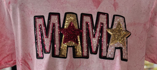 Mama Sequin Pink Tee