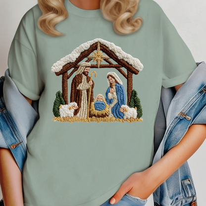 Faux Yarn Nativity Scene Top