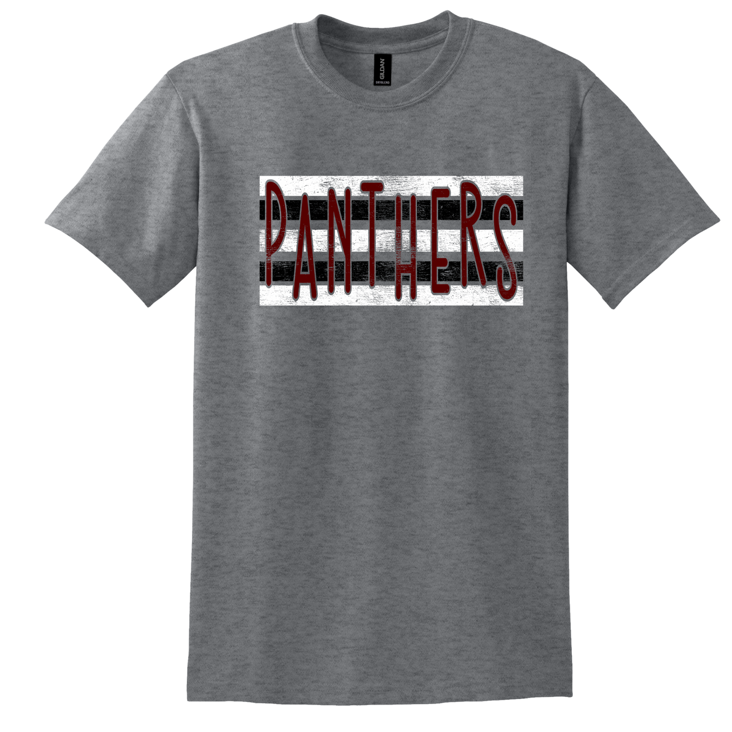 Distressed Black and White Striped Panthers Tee