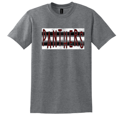 Distressed Black and White Striped Panthers Tee