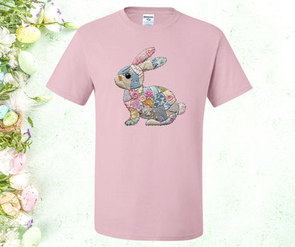 Faux Quilted Patchwork Bunny Graphic Tee