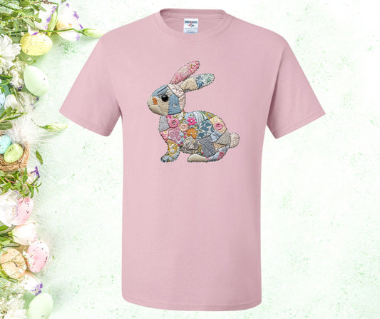 Faux Quilted Patchwork Bunny Graphic Tee