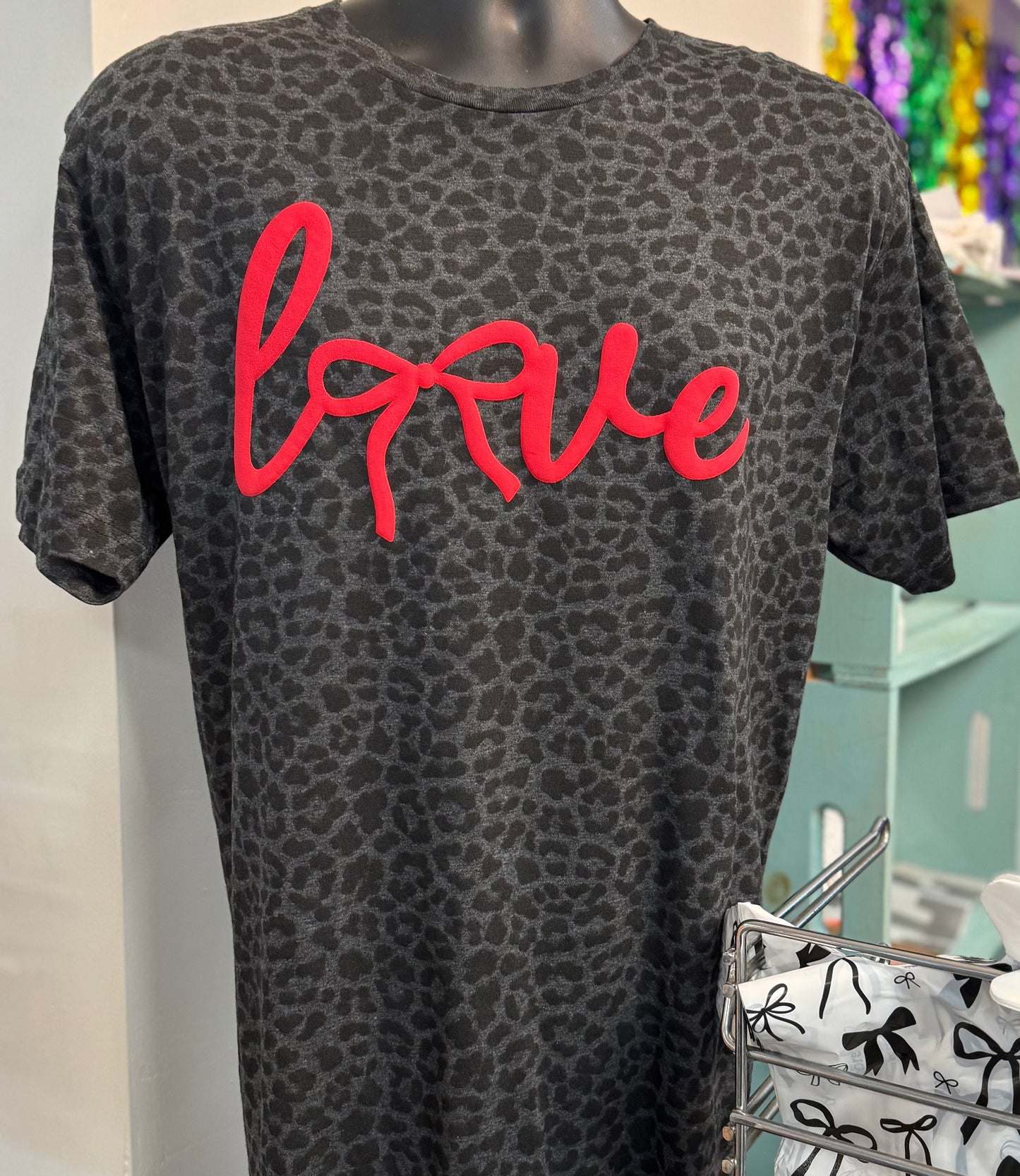 Girly Leopard Tee with puffy love