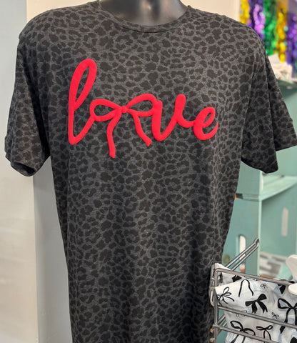 Girly Leopard Tee with puffy love