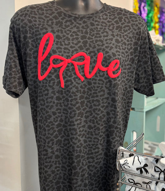 Girly Leopard Tee with puffy love