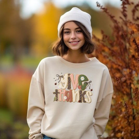 Give Thanks Faux Yarn Coquette Sweater