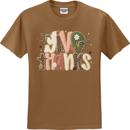 Give Thanks Faux Yarn Coquette Short Sleeve
