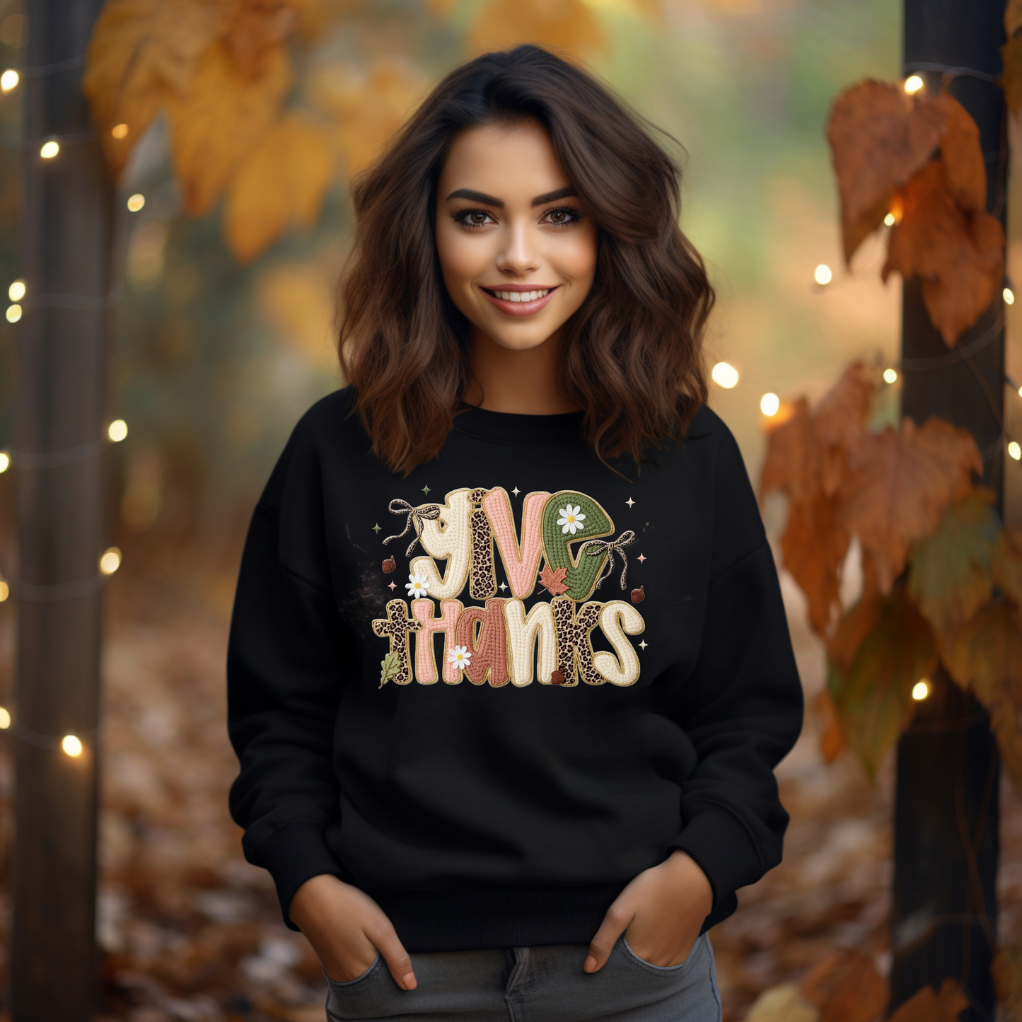 Give Thanks Faux Yarn Coquette Sweater