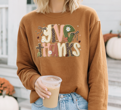 Give Thanks Faux Yarn Coquette Sweater