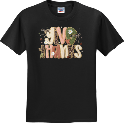 Give Thanks Faux Yarn Coquette Short Sleeve