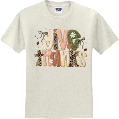 Give Thanks Faux Yarn Coquette Short Sleeve