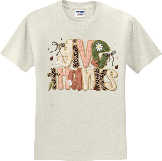 Give Thanks Faux Yarn Coquette Short Sleeve