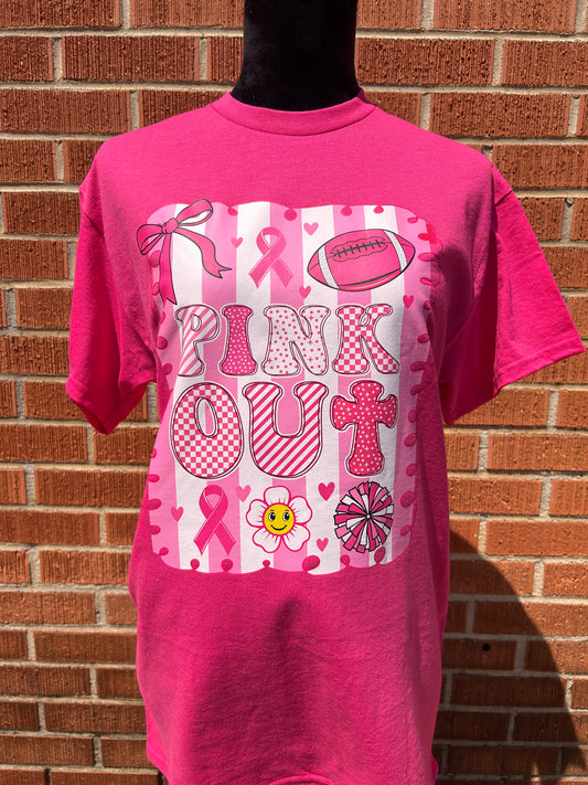 Pink Out Retro Football Graphic Tee