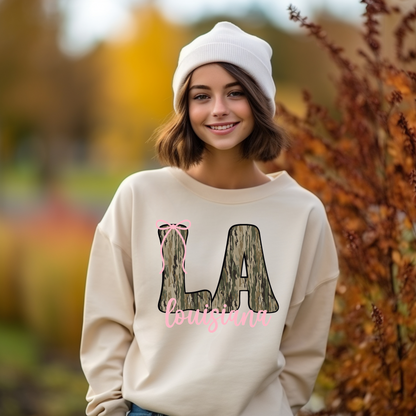 Customizable Bottom Land Camo Coquette Sweat