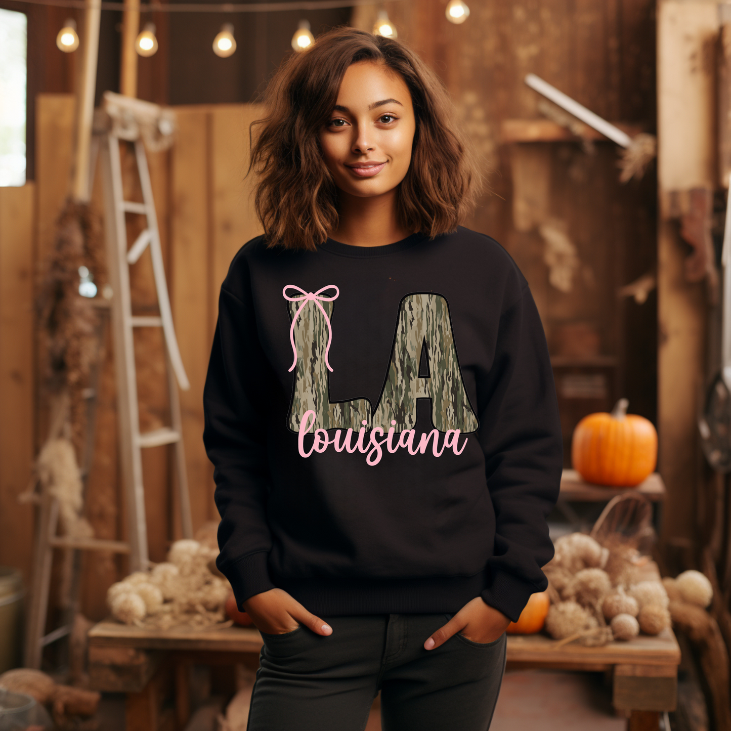 Customizable Bottom Land Camo Coquette Sweat