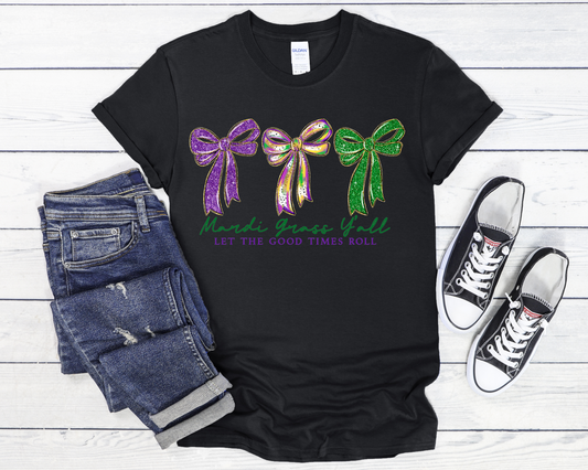 Mardi Party Triple Bow Tee