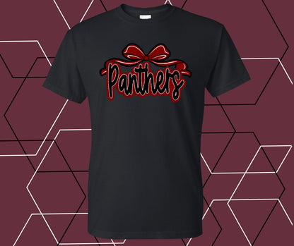 Panthers Coquette Bow Script Graphic Tee