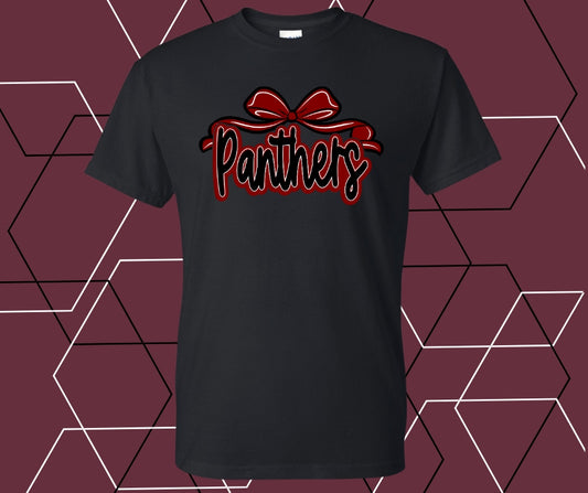 Panthers Coquette Bow Script Graphic Tee