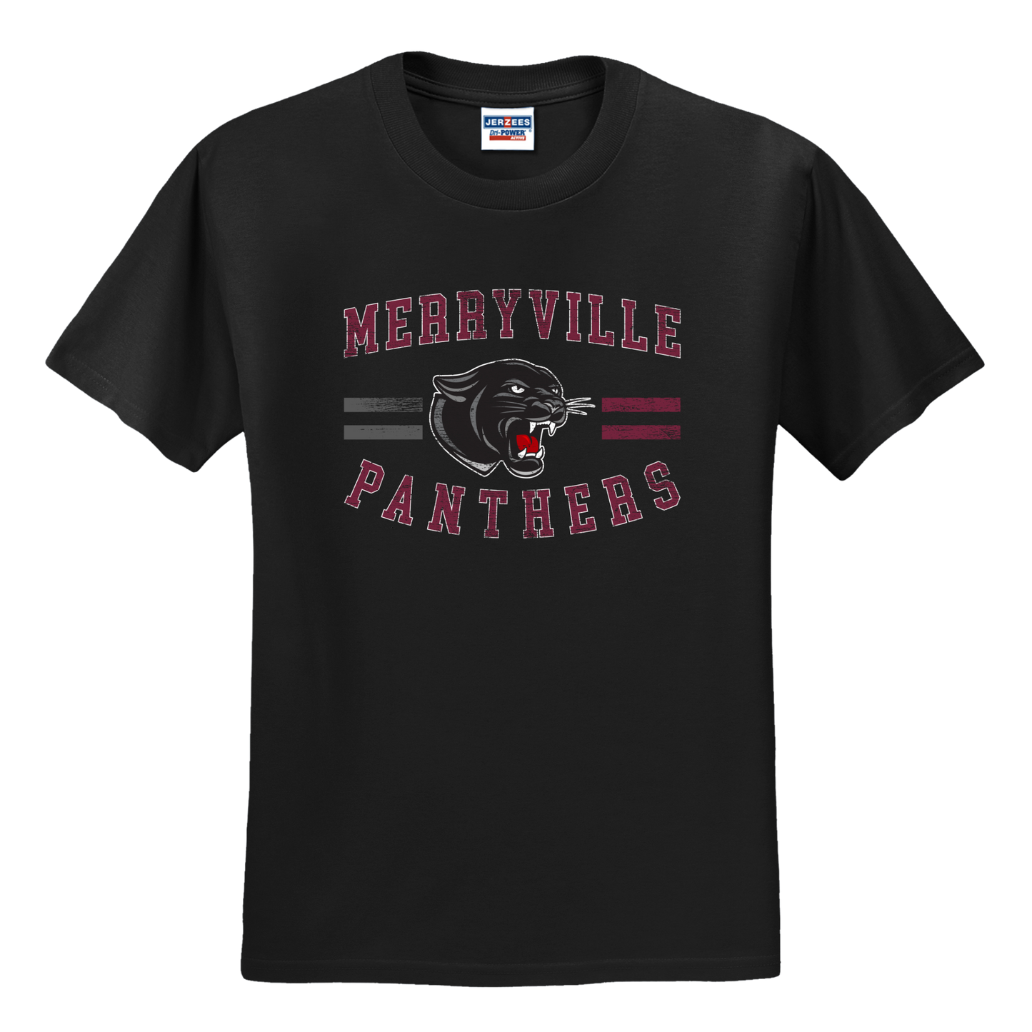 Merryville Panthers Mascot Vintage Striped Tee