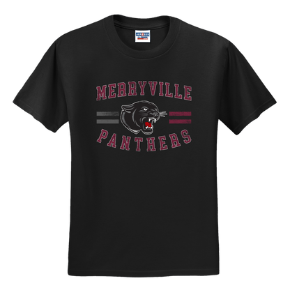 Merryville Panthers Mascot Vintage Striped Tee