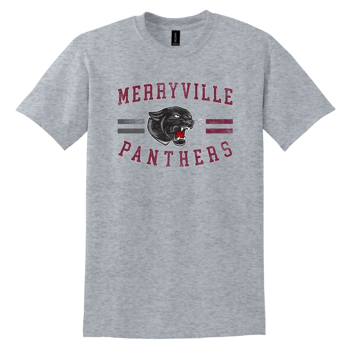 Merryville Panthers Mascot Vintage Striped Tee
