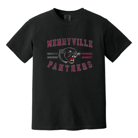 Merryville Panthers Mascot Vintage Striped Tee