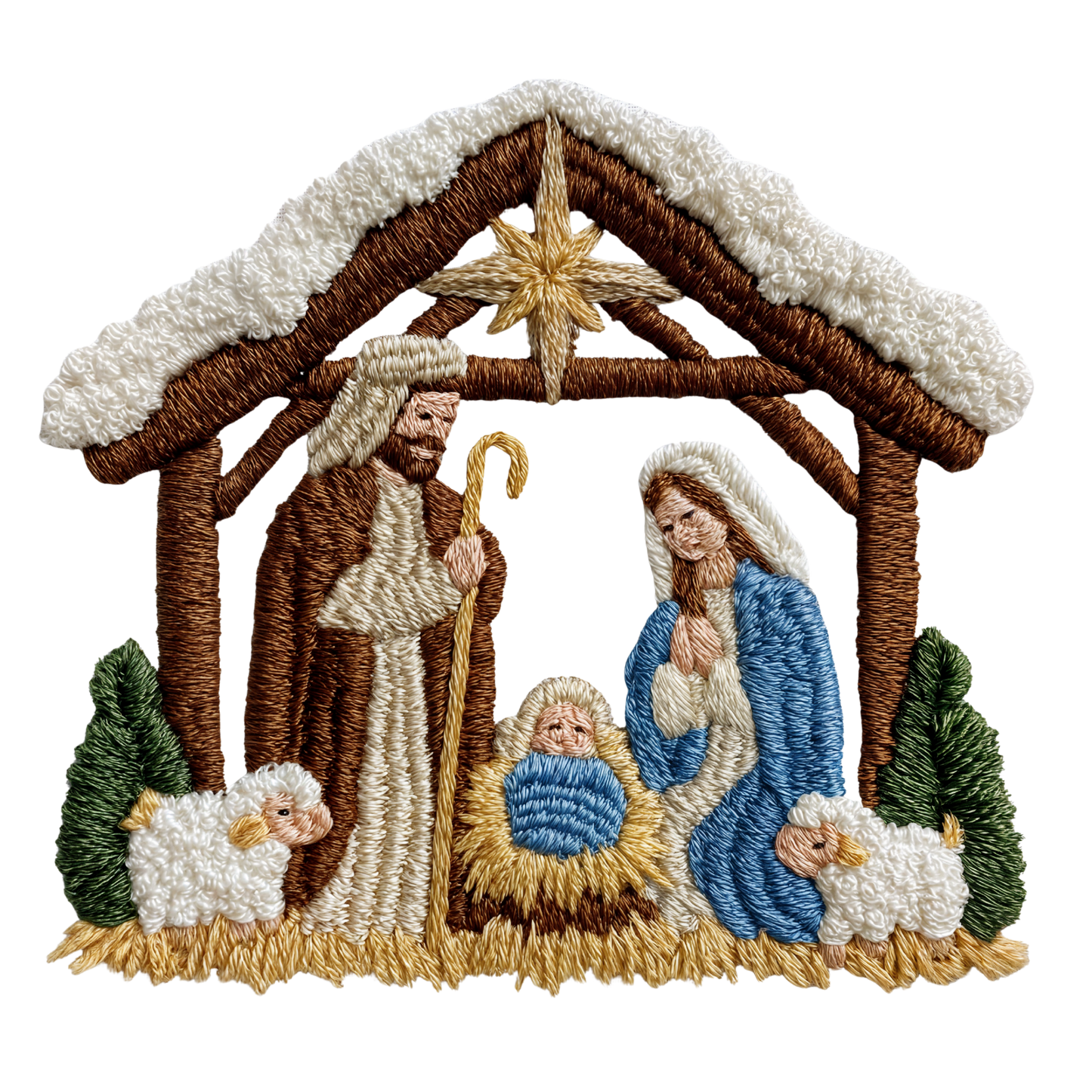 Faux Yarn Nativity Scene Top