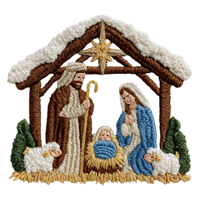 Faux Yarn Nativity Scene Top