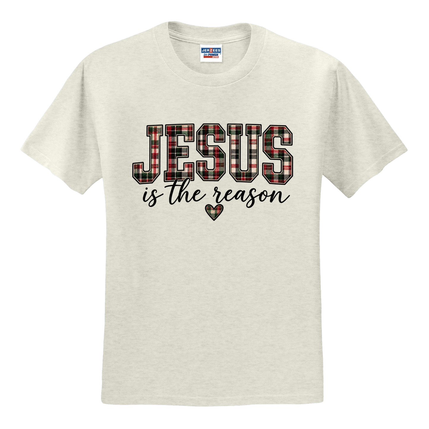 Jesus Is the Reason Plaid Christmas Graphic Tee