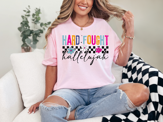 Preppy Checkered Hard Fought Hallelujah Tee