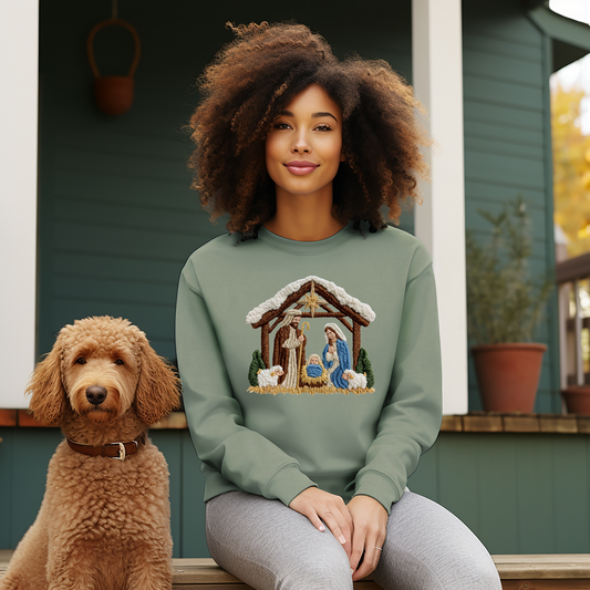 Faux Yarn Nativity Scene Top