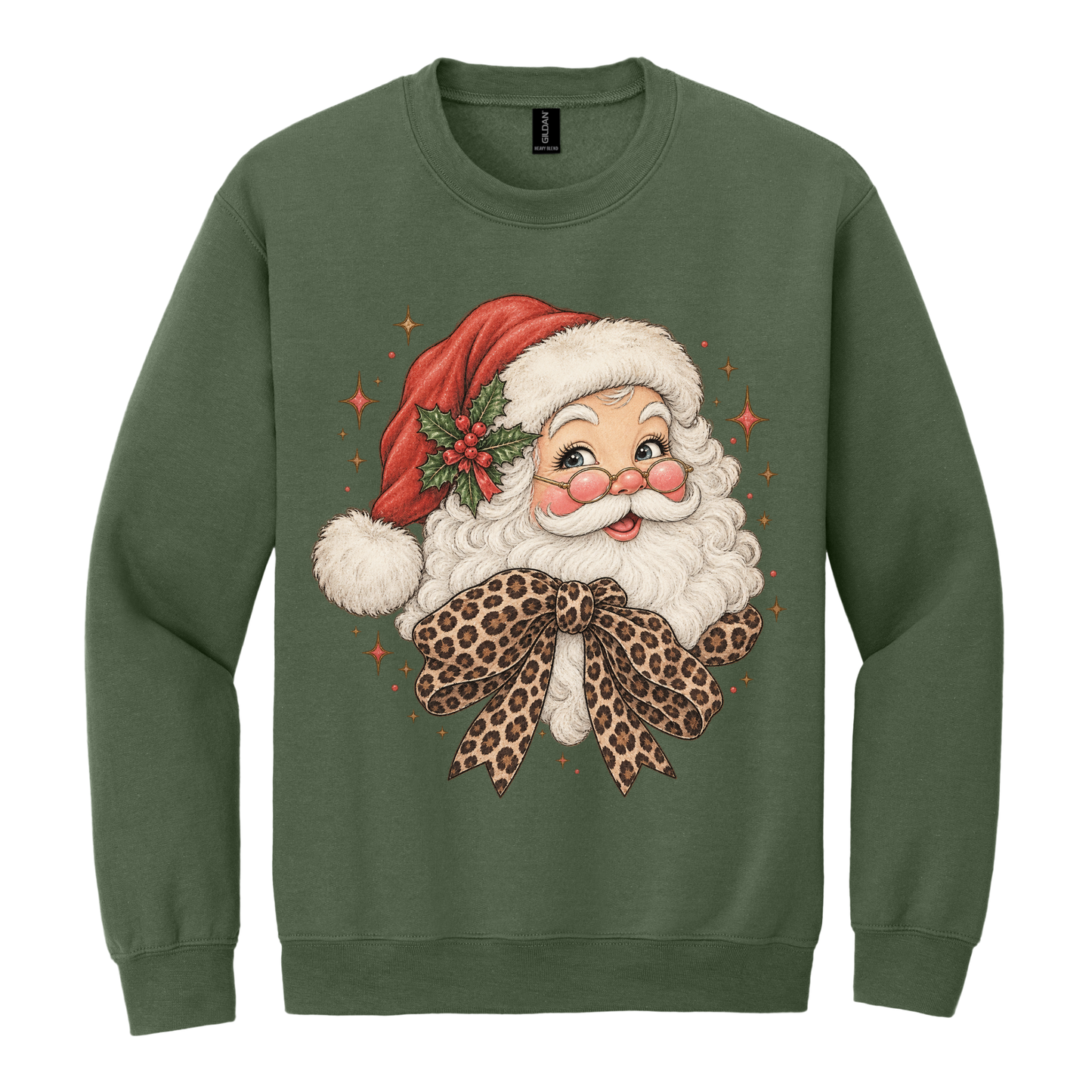 Vintage Santa with Leopard Bow