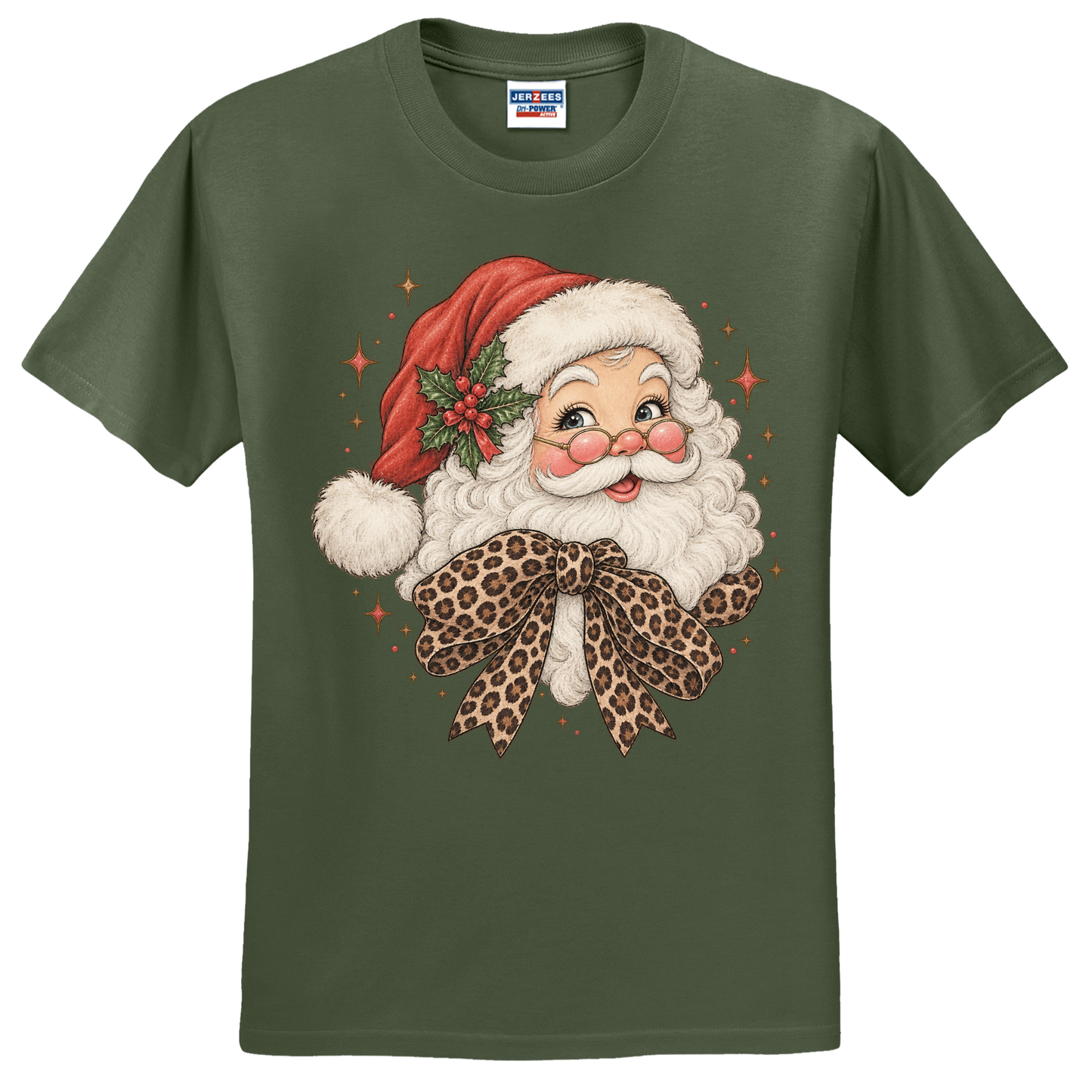 Vintage Santa with Leopard Bow