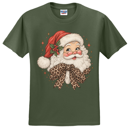 Vintage Santa with Leopard Bow