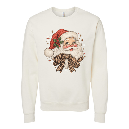 Vintage Santa with Leopard Bow