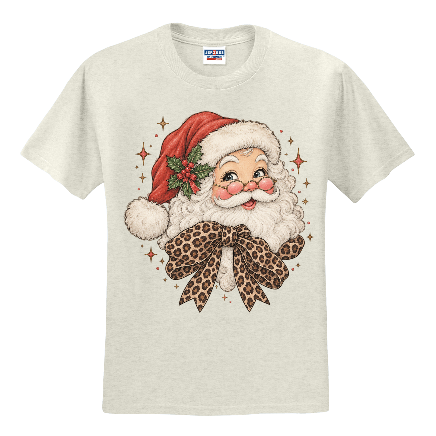 Vintage Santa with Leopard Bow