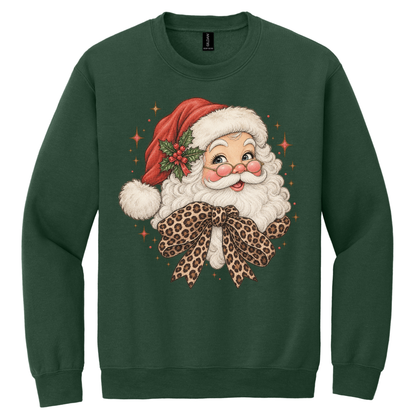 Vintage Santa with Leopard Bow