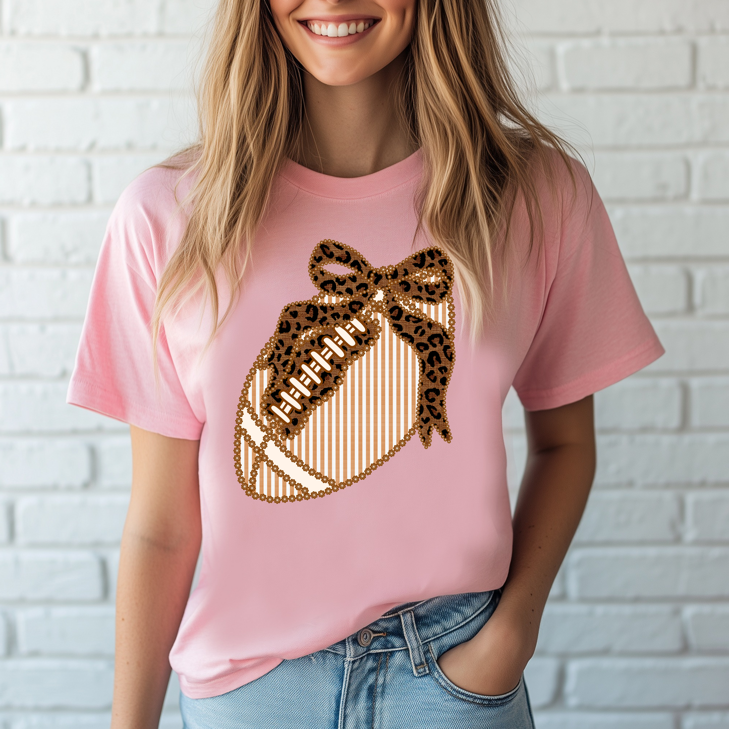 Football Coquette Faux SeerSucker Tee