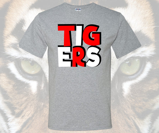 Tiger Block Red/White Graphic Tee