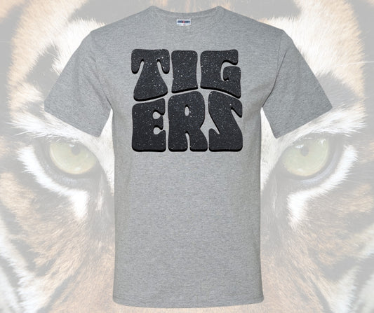 Tigers Faux Glitter Block Graphic Tee