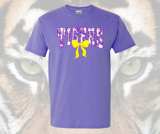 Purple/Yellow Design Tigers Coquette- Violet Tee