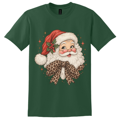 Vintage Santa with Leopard Bow
