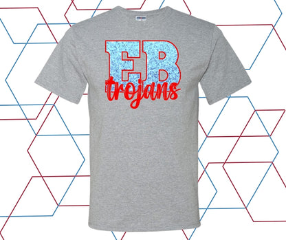 EB Trojans Faux Glitter Block Graphic Tee