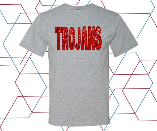 Trojans Faux Sequin Bow Graphic Tee