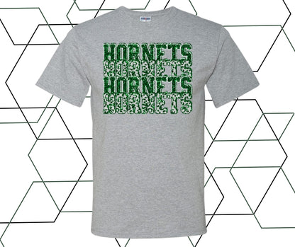 Hornets Stacked Faux Glitter Graphic Tee