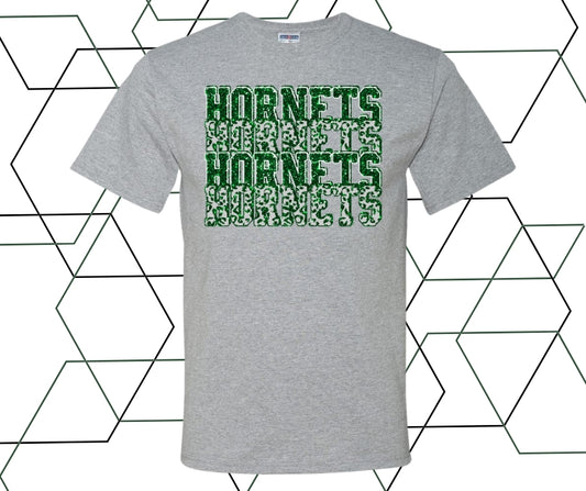 Hornets Stacked Faux Glitter Graphic Tee