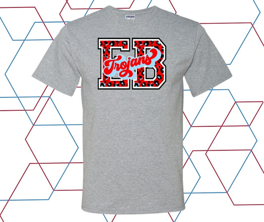 EB Trojans Leopard Block Stacked Graphic Tee