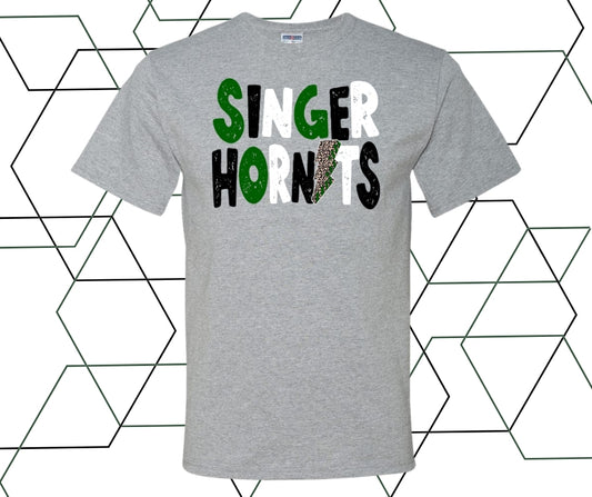 Singer Hornets Leopard Lightning Bolt Graphic Tee
