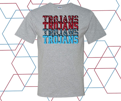 Trojans Faux Glitter Stacked Graphic Tee